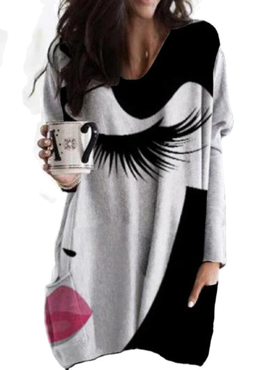 Blusa de Cuello V con Estampado y Ruedo Irregular - Image 7