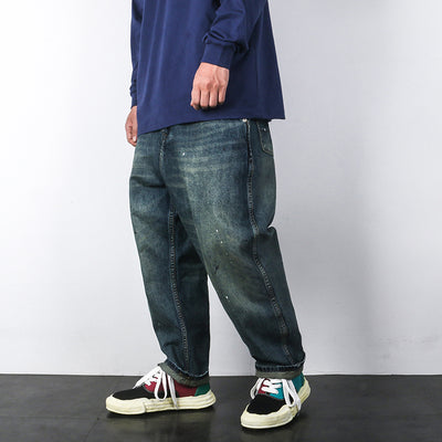 Jeans Rectos Cropped con Efecto Vintage Desteñido y Salpicaduras de Tinta - Image 10