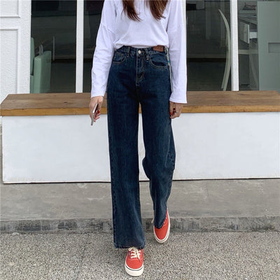 Jeans Retro de Cintura Alta y Pierna Ancha para Mujer - Image 8