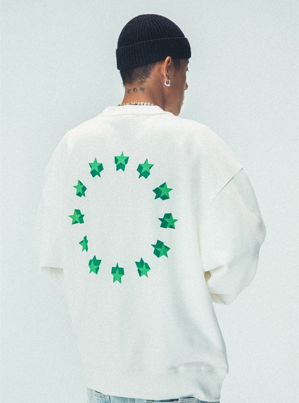Sudadera Holgada Acolchada Estampado Blanco y Negro