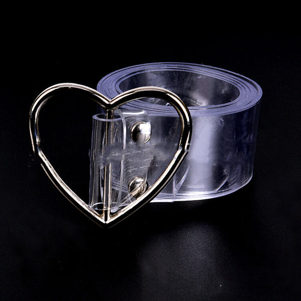 Cinturón Transparente con Hebilla Circular de Amor