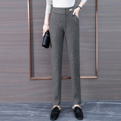 Pantalones de Lana Espiga para Mujer - Otoño e Invierno - Image 14
