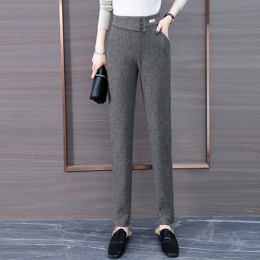 Pantalones de Lana Espiga para Mujer - Otoño e Invierno - Image 14