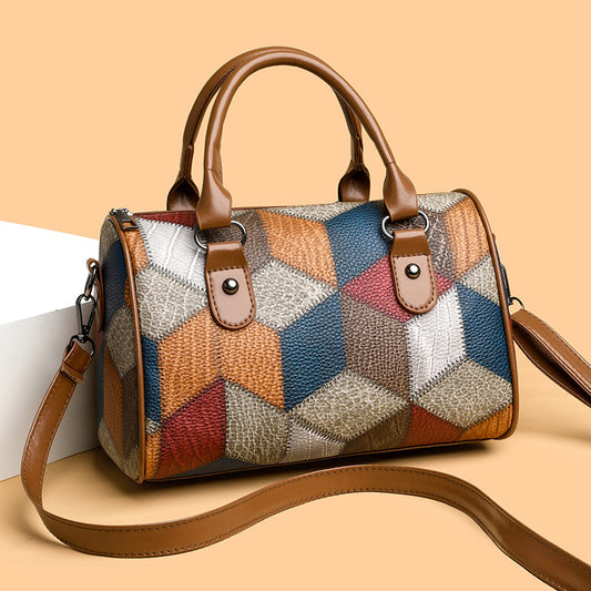 Bolso Bandolera Geométrico Cuadrillé Contraste de Colores para el Trabajo