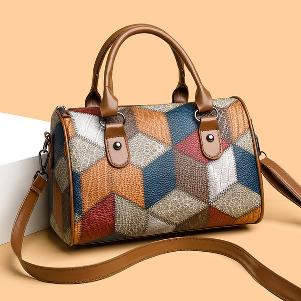 Bolso Bandolera Geométrico Cuadrillé Contraste de Colores para el Trabajo