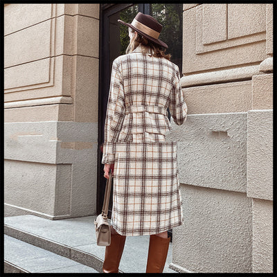 Abrigo Largo de Lana a Cuadros Estilo Británico para Mujer - Image 9