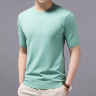 Camiseta Básica de Punto Cuello Redondo Manga Corta para Hombre - Image 9