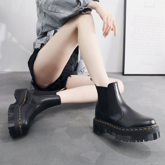 Botas Plataforma Martin de Cuero Inglés con Suela Gruesa para Mujer - Image 4