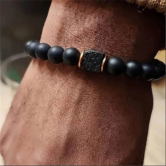 Pulsera de Piedra Volcánica para Hombre - Diseño Vintage Europeo y Americano - Image 3