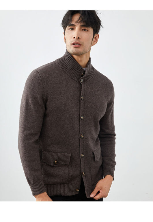 Cardigan de Cashmere Tejido Casual Manga Larga para Hombre - Image 11