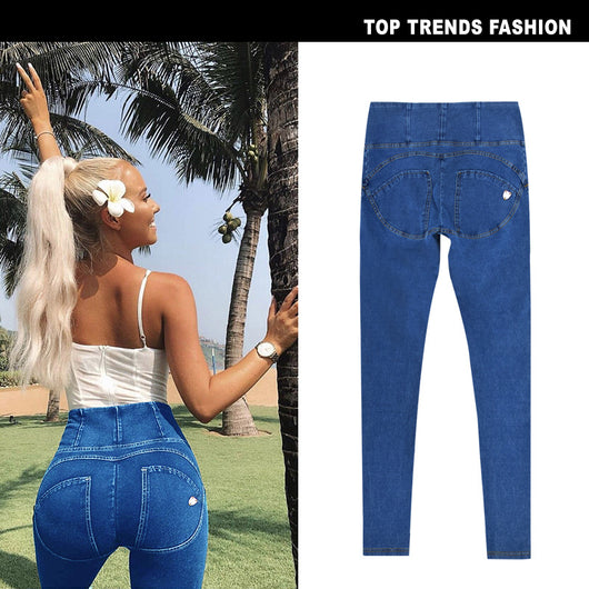 Pantalones de Buzo Denim con Diseño Cadera Melocotón - Image 8