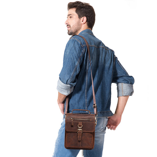 Bolso de Cuero Vintage para Hombre con Gran Capacidad