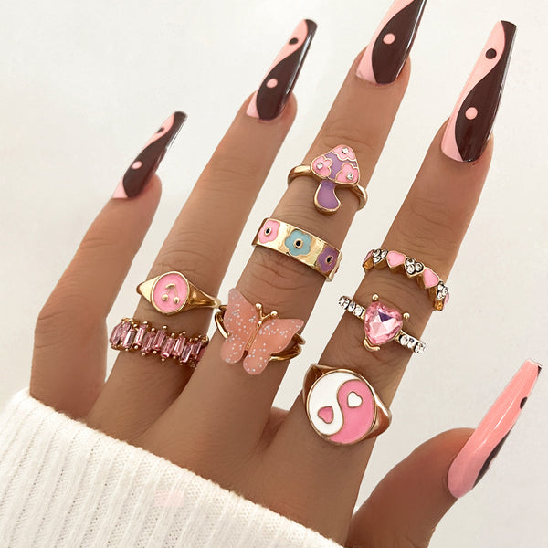 Anillo de Moda Europea y Americana con Efecto Goteo de Color