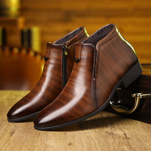 Botas de Cuero Blancas con Rayas y Cierre Lateral para Hombre - Image 15