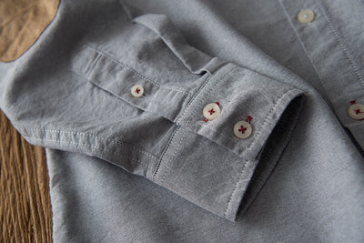Camisa Slim Fit Retro para Hombre con Parches de Gamuza y Costuras Decorativas - Image 25
