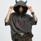 Sudadera con Capucha Efecto Desgastado Negro - Estilo Dark Devil