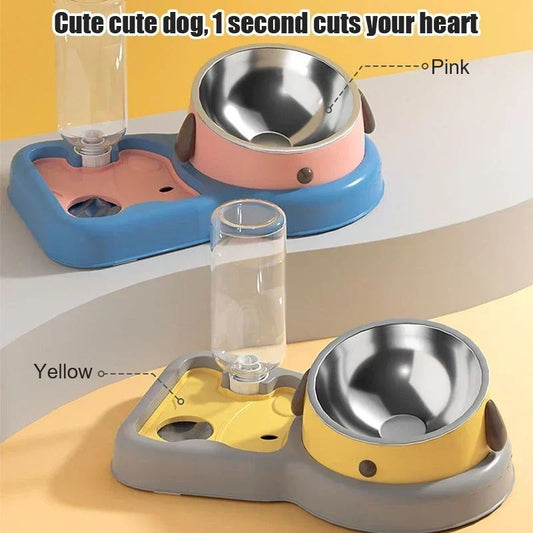 Comedero y Bebedero para Mascotas con Diseño Ergonómico Inclinado 15°