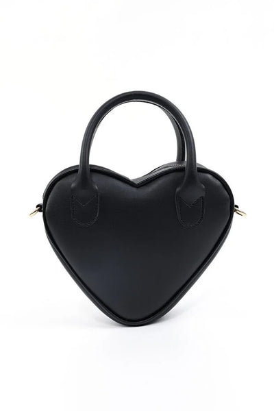 Bolso de Mano en Forma de Corazón Negro - Cuero Sintético con Cierre - Image 4