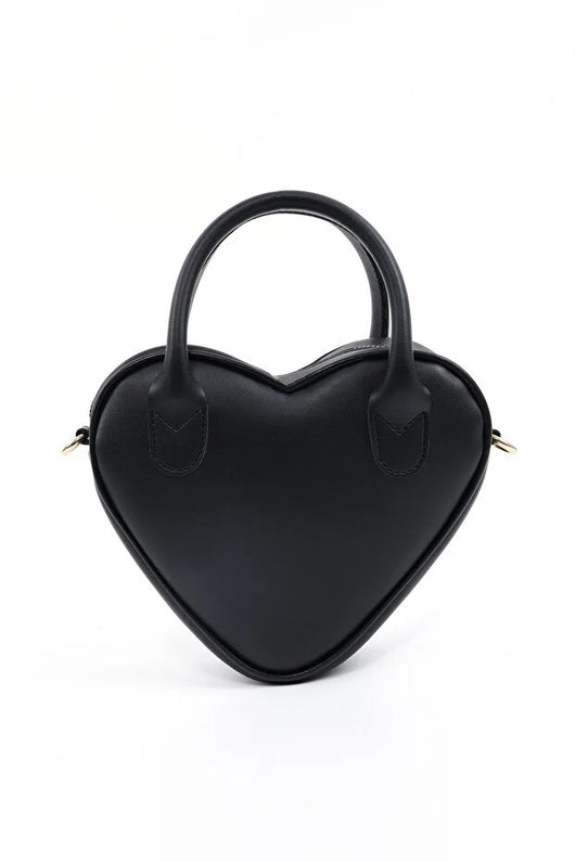 Bolso de Mano en Forma de Corazón Negro - Cuero Sintético con Cierre - Image 4
