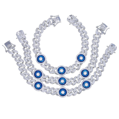 Pulsera Cubana de Circón Azul con Incrustaciones de Circonita - Image 11