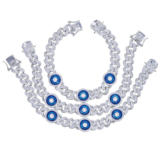 Pulsera Cubana de Circón Azul con Incrustaciones de Circonita - Image 11