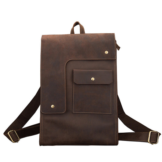 Mochila de Cuero Casual Estilo Británico para Hombre - Image 9