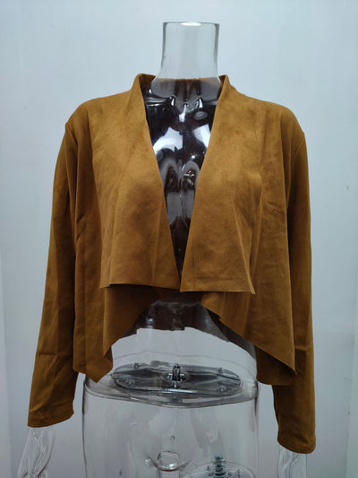 Chaqueta Casual de Terciopelo Gamuza Sintética con Solapa Temperamento - Image 16