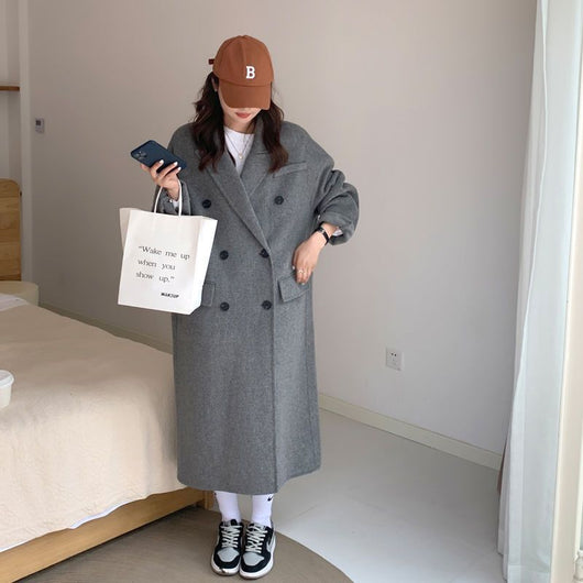 Abrigo de Lana Gris Suelto para Mujer - Versátil y Cómodo - Image 16