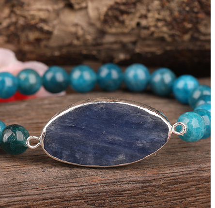 Pulsera de Cristal Azul Natural con Disco para Mujer - Image 8