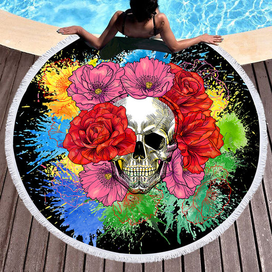 Toalla de Playa Redonda Calavera - Manta Multiusos Fibra Premium - Image 5