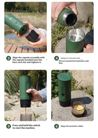 Cafetera Portátil Eléctrica para Viajes - Cápsula y Molida con Cargador para Auto - Image 27