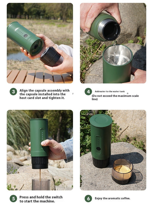 Cafetera Portátil Eléctrica para Viajes - Cápsula y Molida con Cargador para Auto - Image 27
