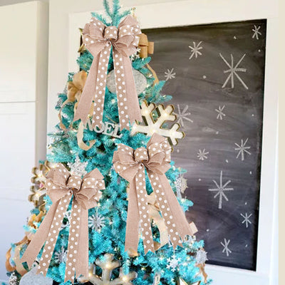 Adorno Navideño de Lino Beige con Lazo - Image 5
