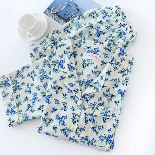 Pijama Estilo Pastoral Japonés para Mujer - Algodón Gasa Manga Larga - Image 5