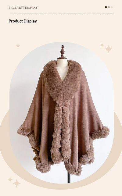 Capa Poncho Oversize con Cuello de Pelaje Irregular - Image 35