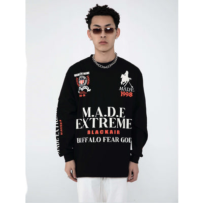 Camiseta Manga Larga Cuello Redondo con Letras Creativas para Hombre - Image 8