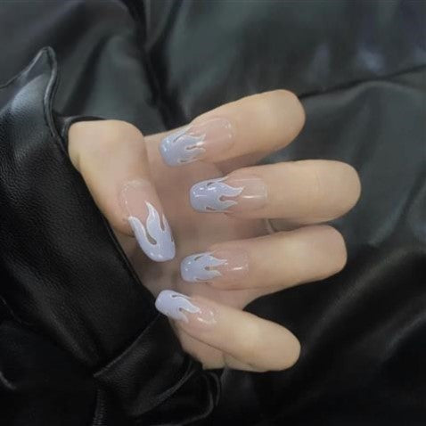 Kit de Uñas Postizas Desmontables Efecto Llama Azul - Diseño Europeo - Image 23