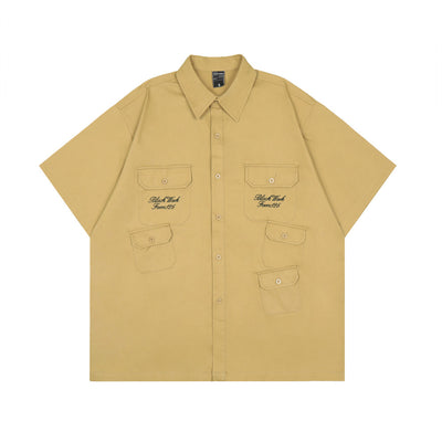 Camisa Manga Corta Hombre Verano Estilo Japonés Bordado Ángel Street - Image 9