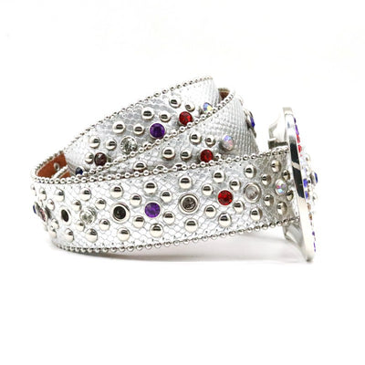 Cinturón de Cuero para Hombre con Diseño de Serpiente y Cristales Brillantes Hecho a Mano - Image 5