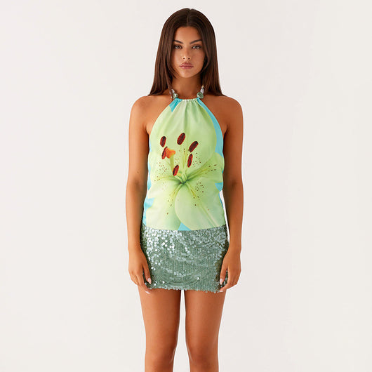 Top Halter Estampado sin Mangas y Espalda Descubierta - Image 23