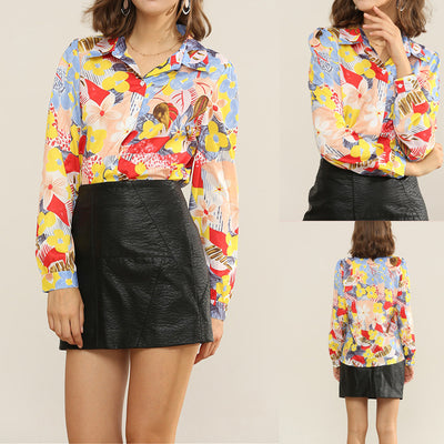 Blusa Casual de Chifón con Estampado Floral y Manga Larga para Mujer - Image 9