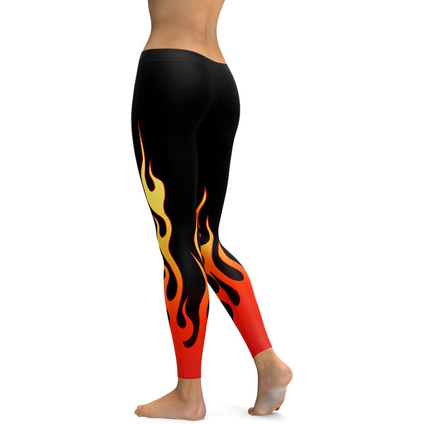 Leggings Deportivos Transpirables para Dama con Estampado de Flama Degradada