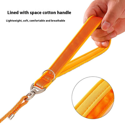 Red anti-knot competition grade P rope dog leash with a padded handle and metal hardware. - Image 4