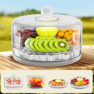 Bandeja Giratoria Refrigerada de 4 Compartimentos para Almacenamiento Multifuncional