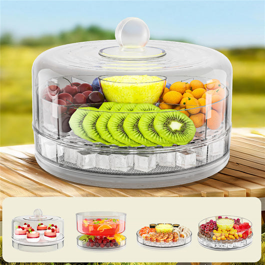Bandeja Giratoria Refrigerada de 4 Compartimentos para Almacenamiento Multifuncional