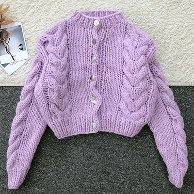 Cardigan de Mohair Tejido a Mano para Mujer - Suéter Holgado y Elegante - Image 10