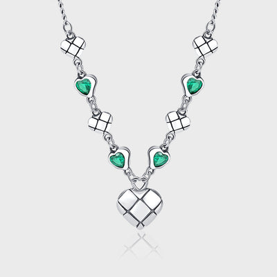 Collar Cadena Clavícula Circonio Verde Estilo Trendy Mujer - Image 4