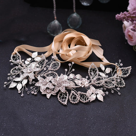Cinturón Nupcial de Strass Hecho a Mano para Vestido de Novia