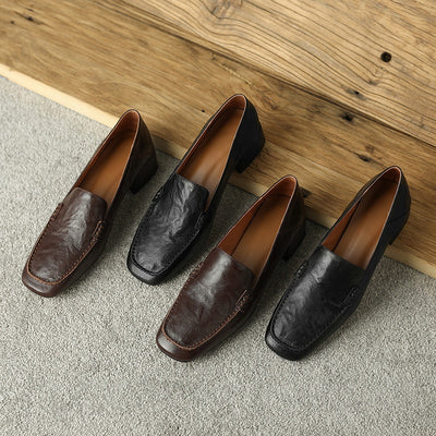 Mocasines Mujer Tacón Robusto Punta Cuadrada Elegantes - Image 28