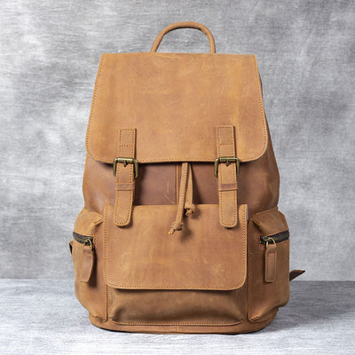Mochila de Cuero Crazy Horse Estilo Retro para Hombre - Piel Vacuna Premium - Image 6